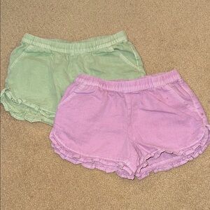 Cat & Jack Ruffle Hem Pull-On Shorts in lavender and Mint